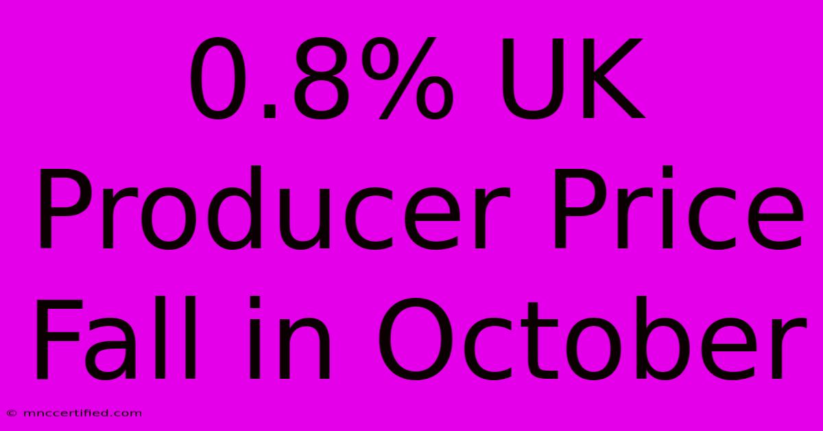 0.8% UK Producer Price Fall In October