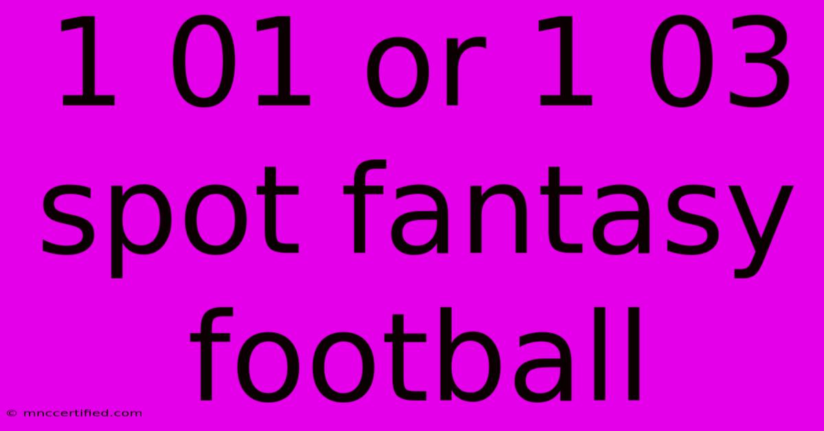 1 01 Or 1 03 Spot Fantasy Football