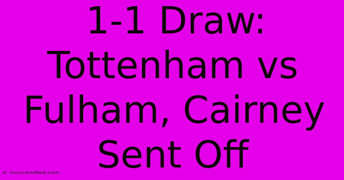 1-1 Draw: Tottenham Vs Fulham, Cairney Sent Off