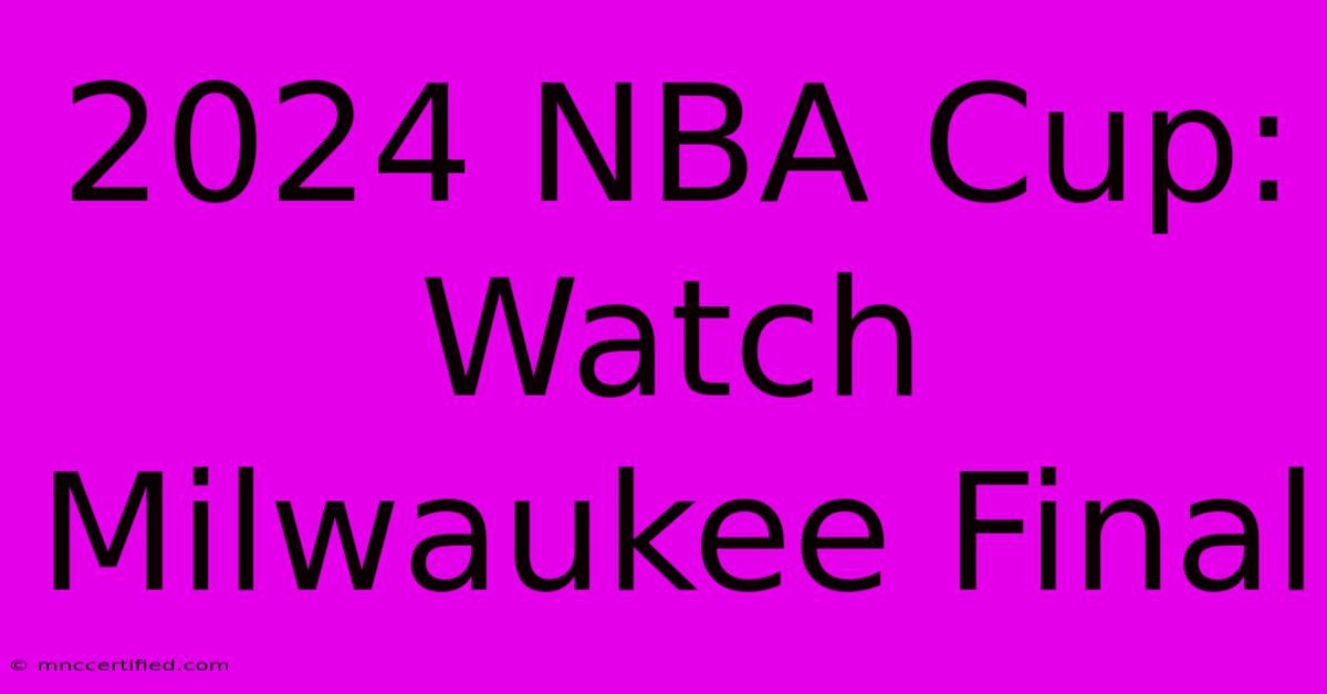 2024 NBA Cup: Watch Milwaukee Final