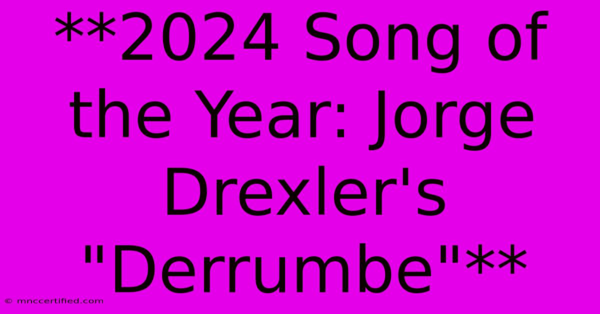 **2024 Song Of The Year: Jorge Drexler's 