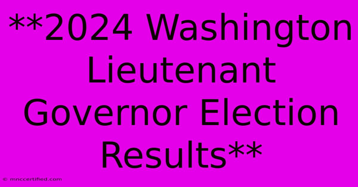 **2024 Washington Lieutenant Governor Election Results**