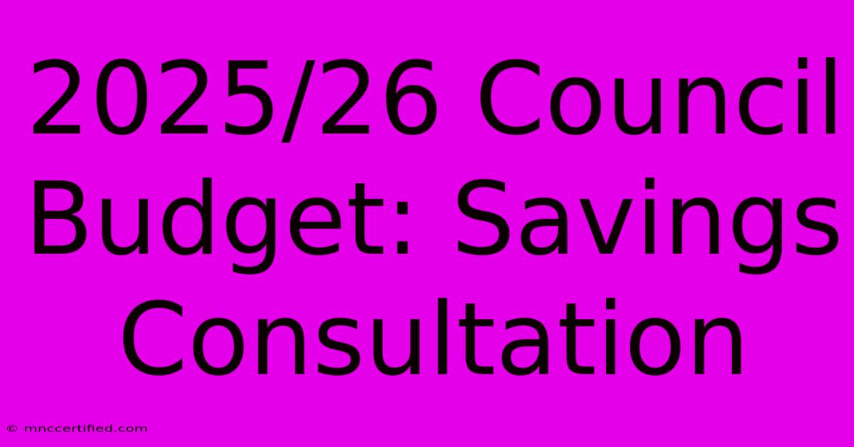 2025/26 Council Budget: Savings Consultation