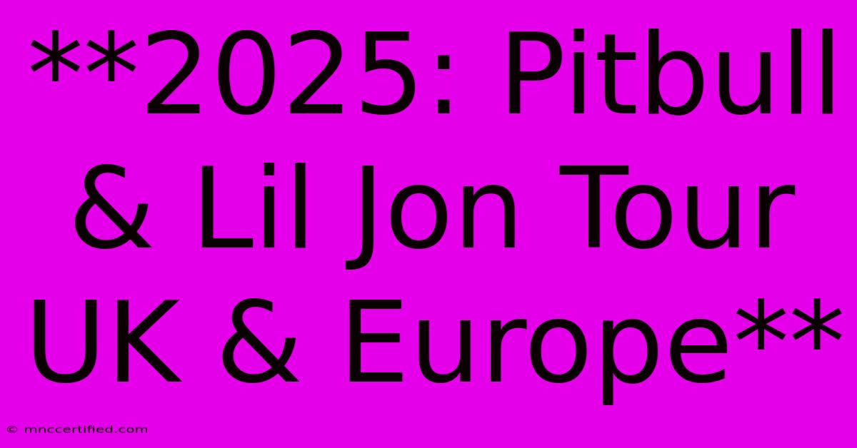 **2025: Pitbull & Lil Jon Tour UK & Europe**