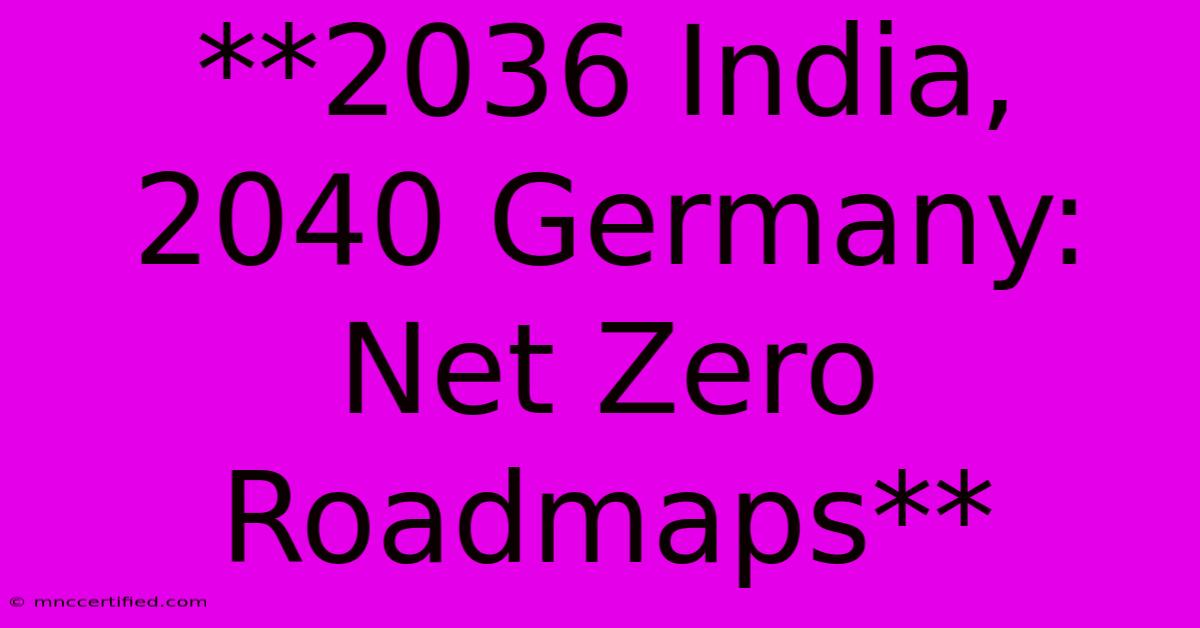 **2036 India, 2040 Germany: Net Zero Roadmaps**