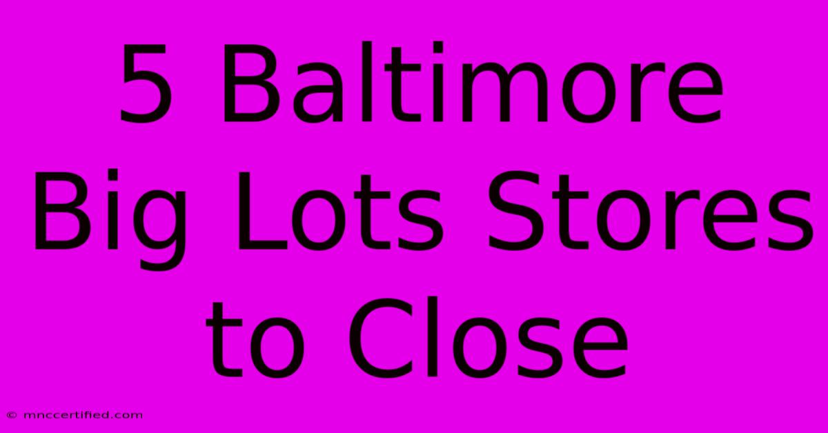 5 Baltimore Big Lots Stores To Close