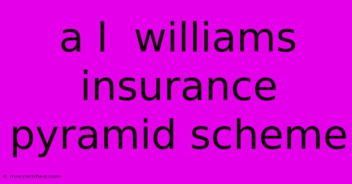 A L  Williams Insurance Pyramid Scheme