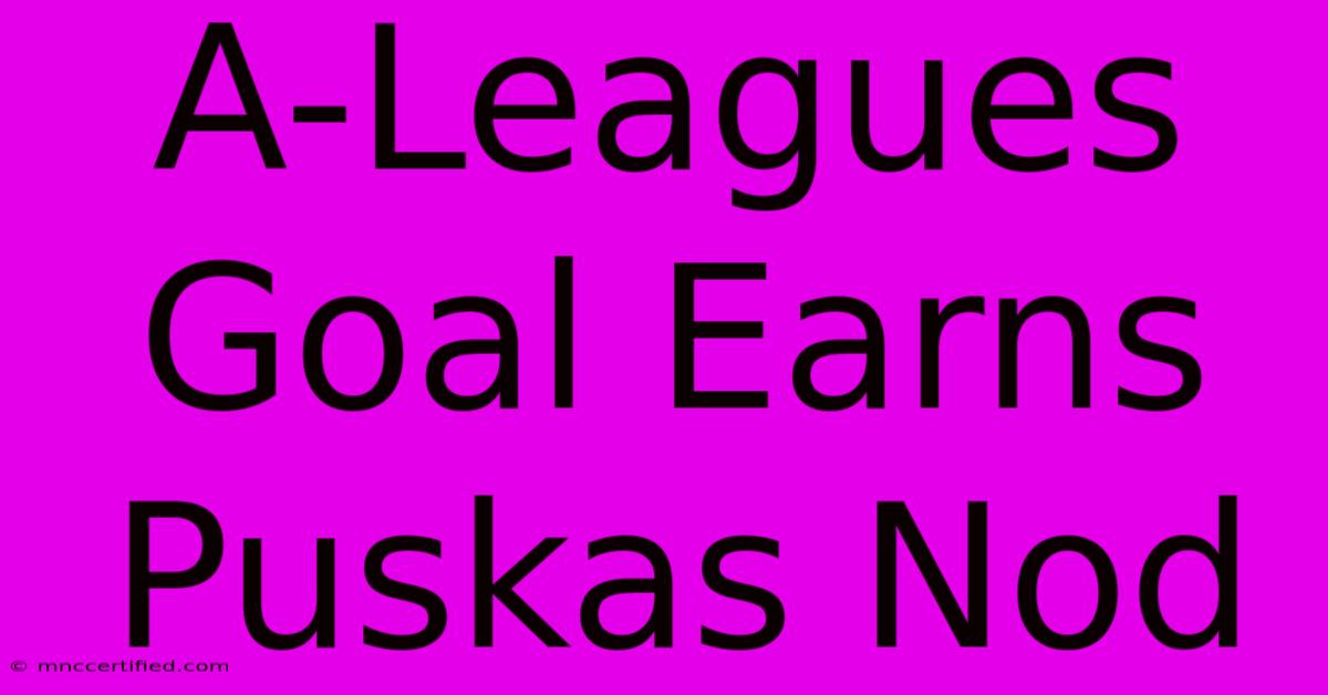 A-Leagues Goal Earns Puskas Nod