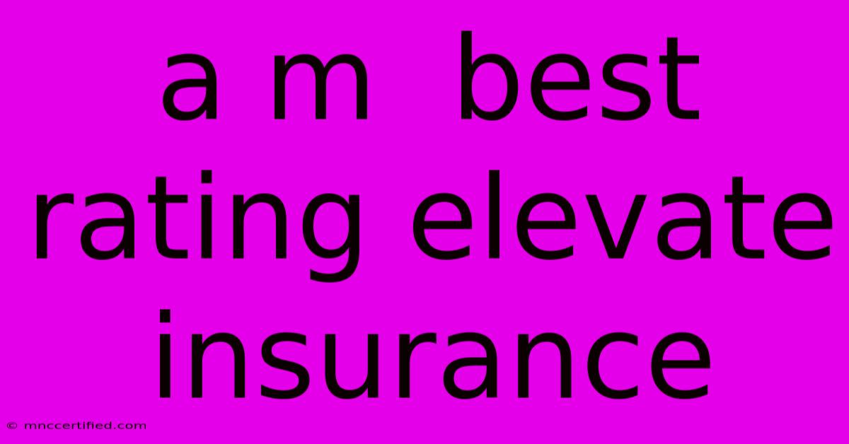 A M  Best Rating Elevate Insurance