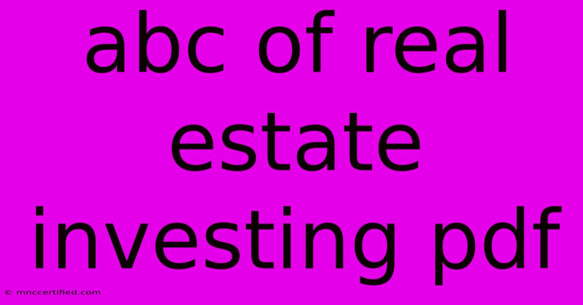 Abc Of Real Estate Investing Pdf