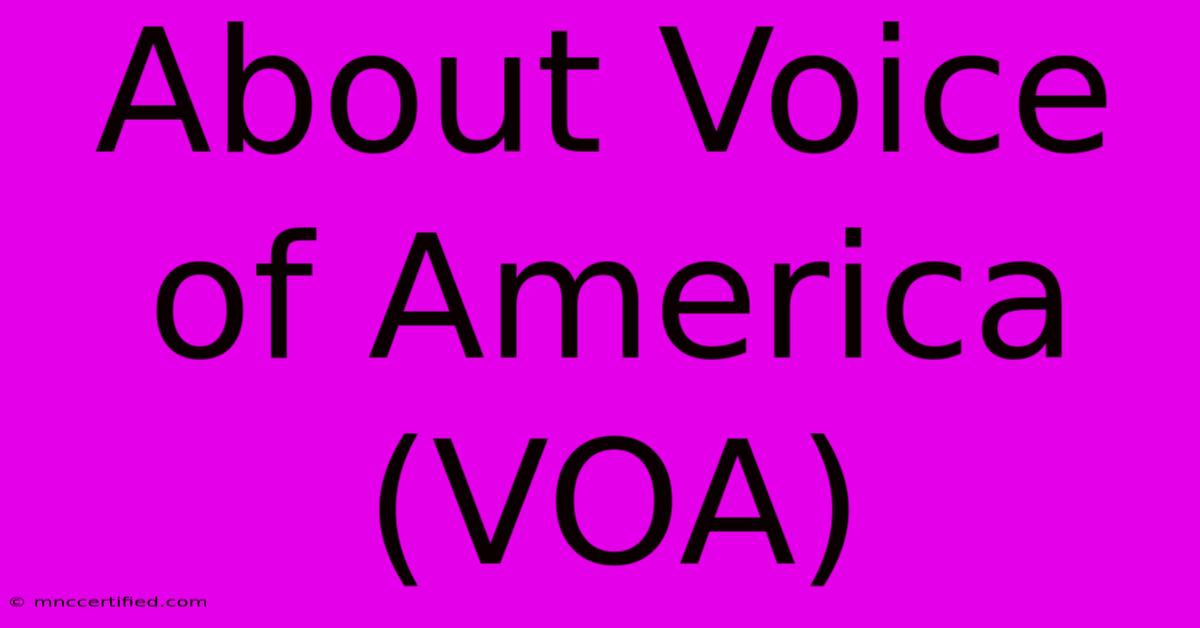 About Voice Of America (VOA)