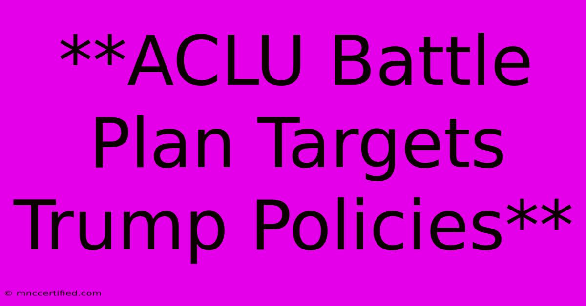 **ACLU Battle Plan Targets Trump Policies**