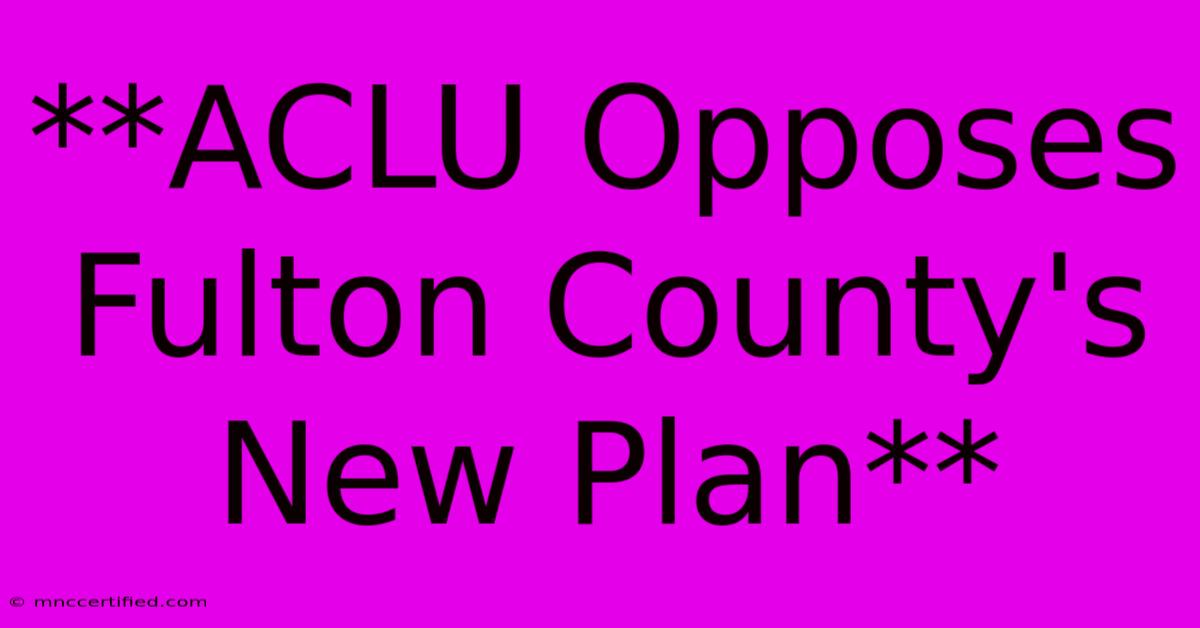 **ACLU Opposes Fulton County's New Plan**