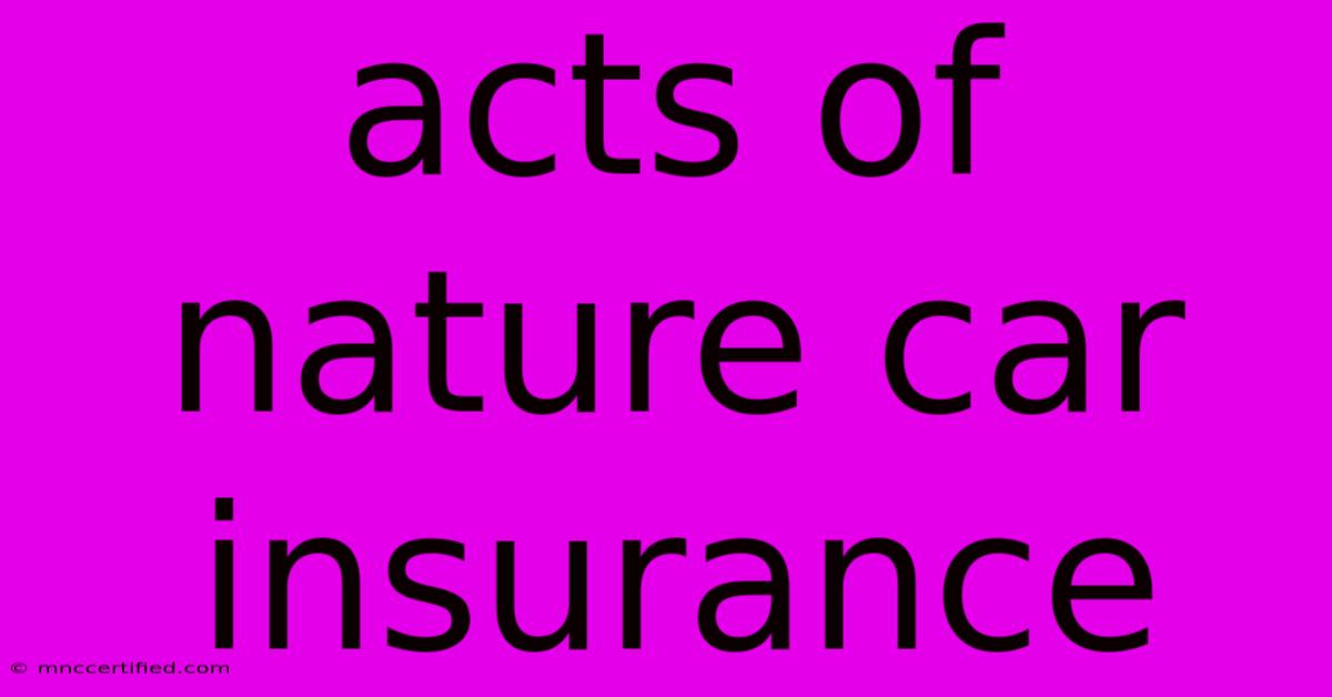 Acts Of Nature Car Insurance