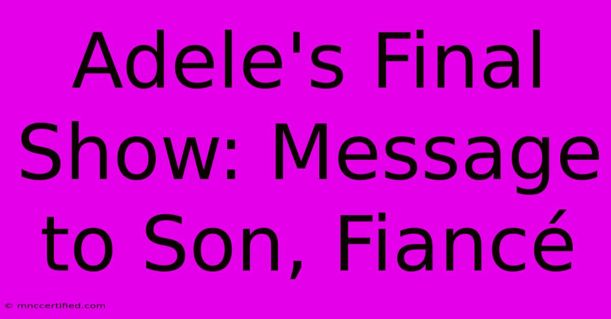 Adele's Final Show: Message To Son, Fiancé