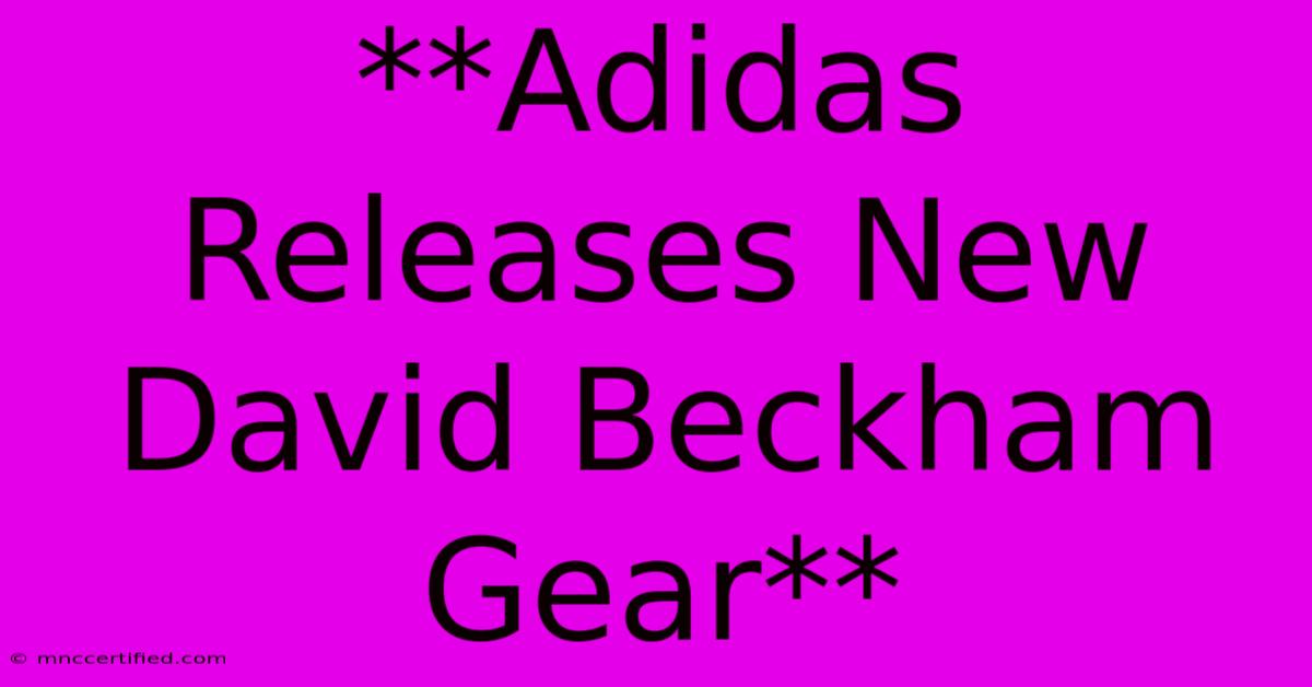 **Adidas Releases New David Beckham Gear** 