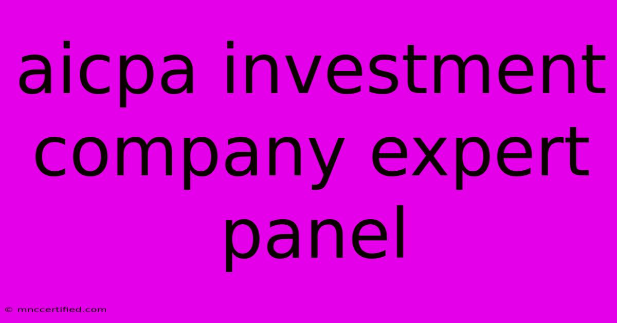 Aicpa Investment Company Expert Panel