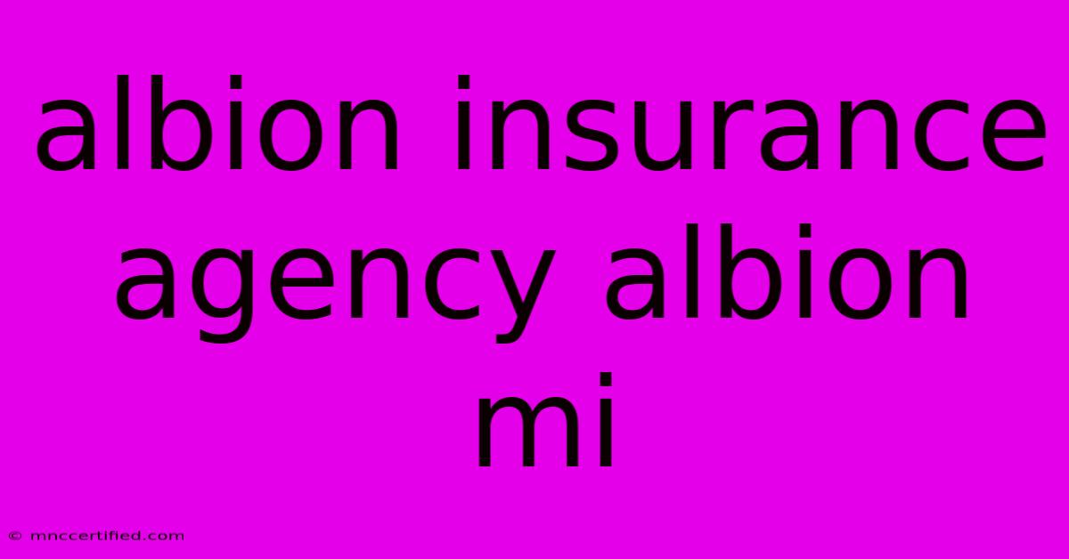 Albion Insurance Agency Albion Mi