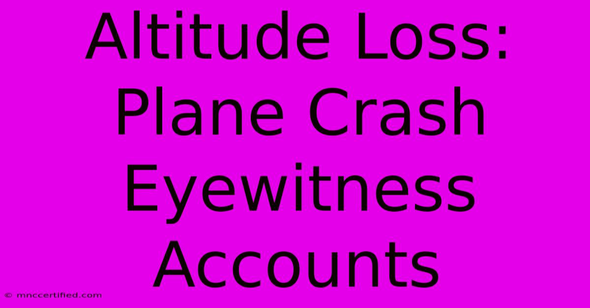 Altitude Loss: Plane Crash Eyewitness Accounts