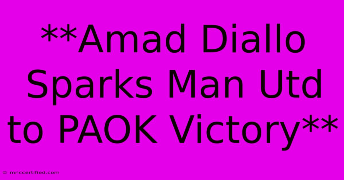 **Amad Diallo Sparks Man Utd To PAOK Victory**