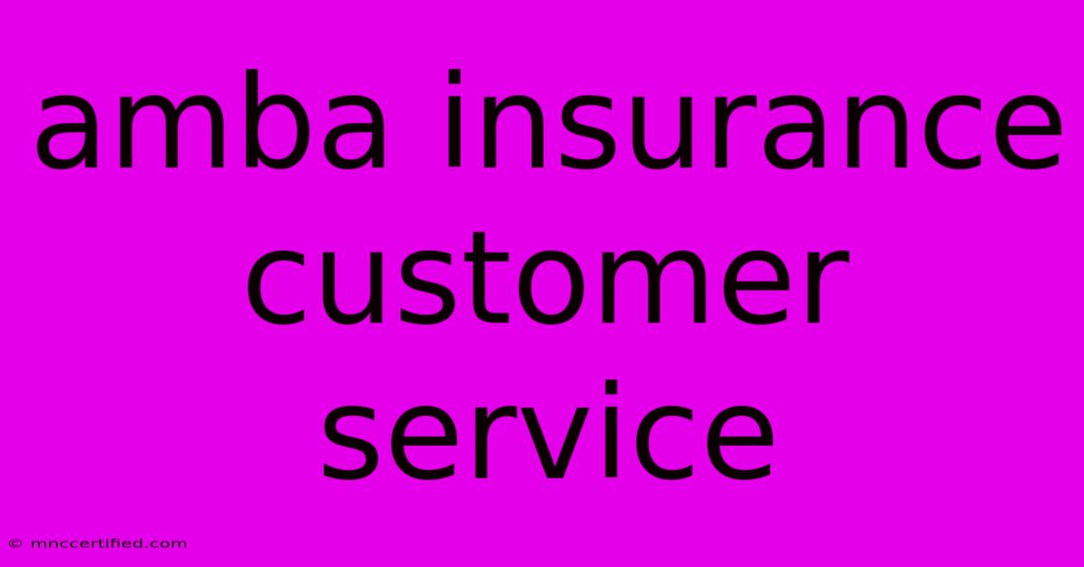 Amba Insurance Customer Service