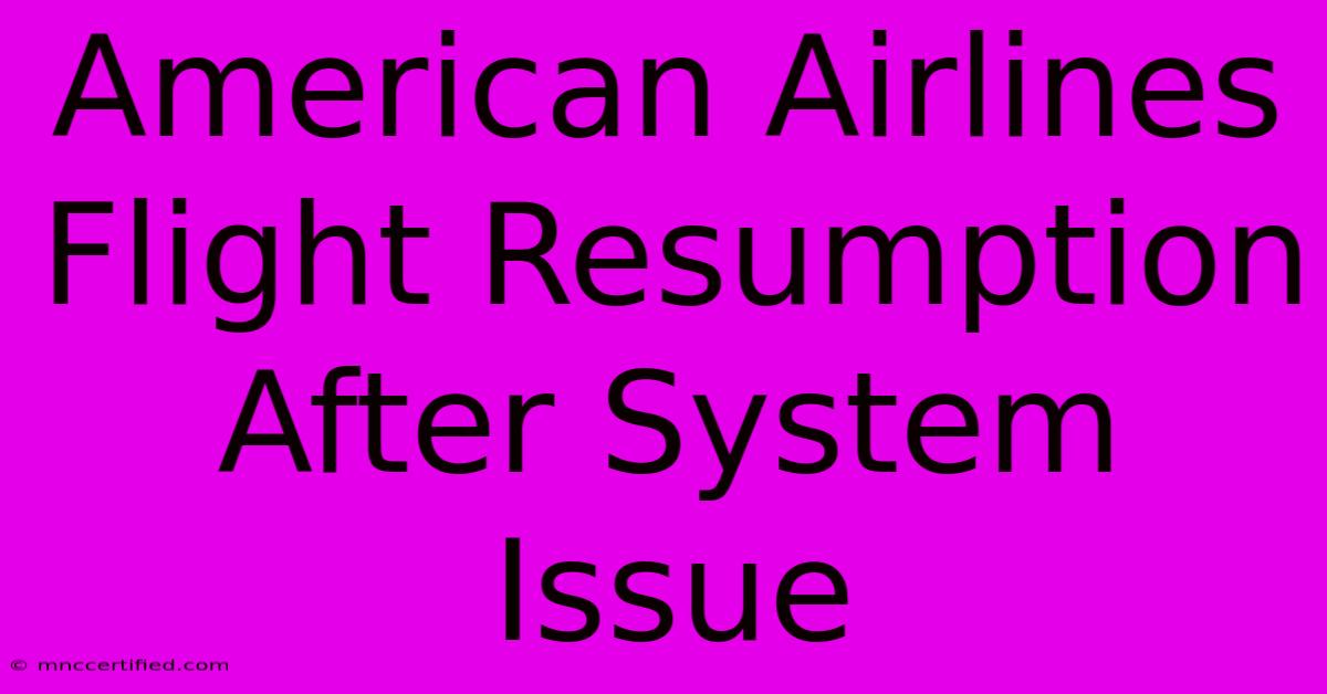 American Airlines Flight Resumption After System Issue