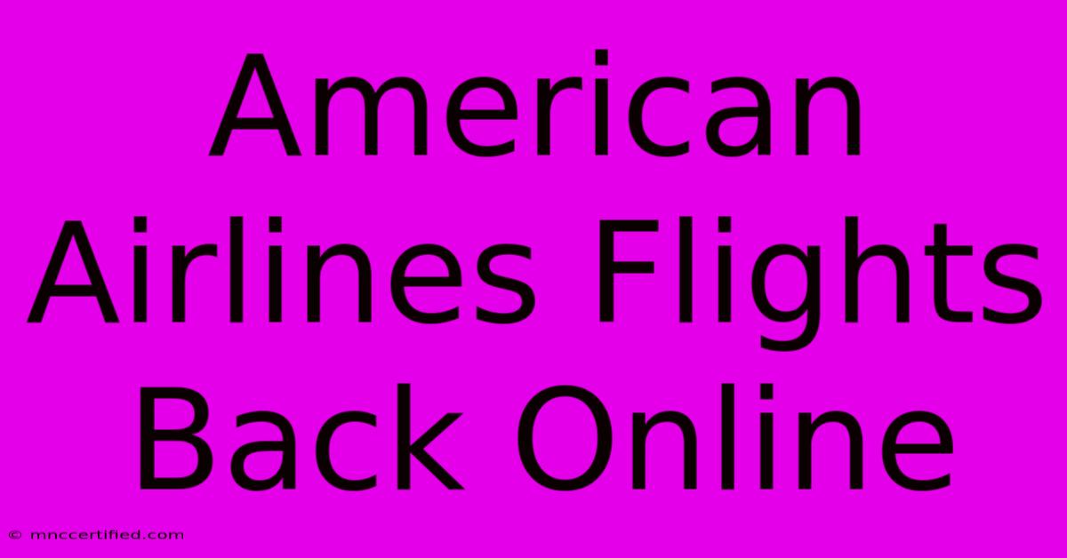 American Airlines Flights Back Online