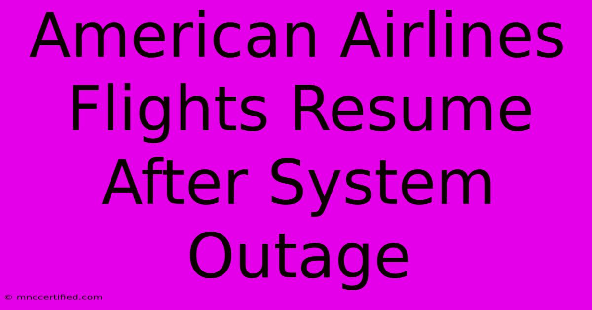 American Airlines Flights Resume After System Outage