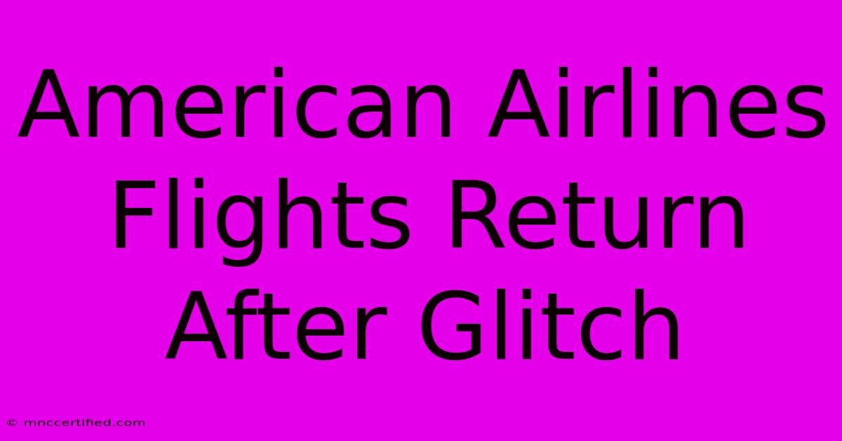 American Airlines Flights Return After Glitch