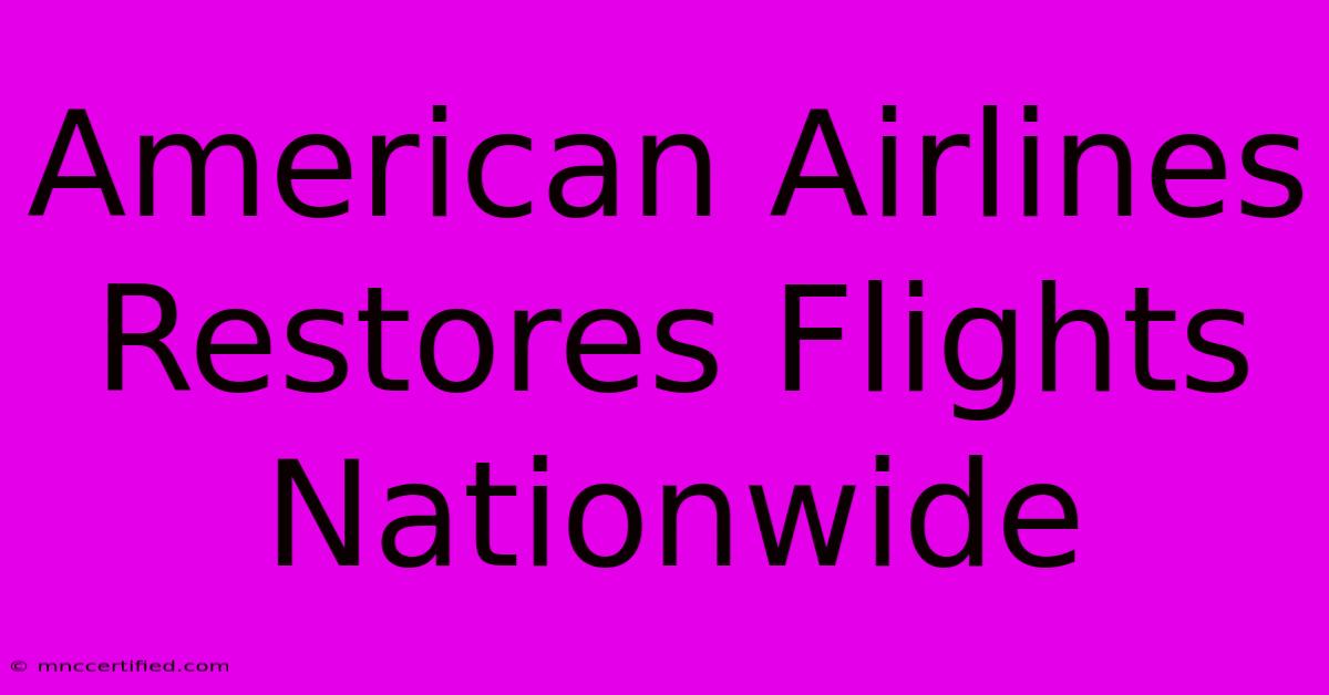 American Airlines Restores Flights Nationwide