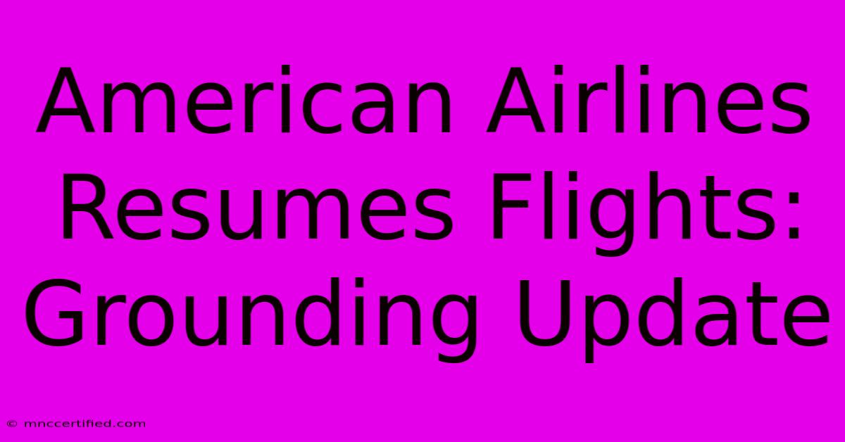 American Airlines Resumes Flights: Grounding Update