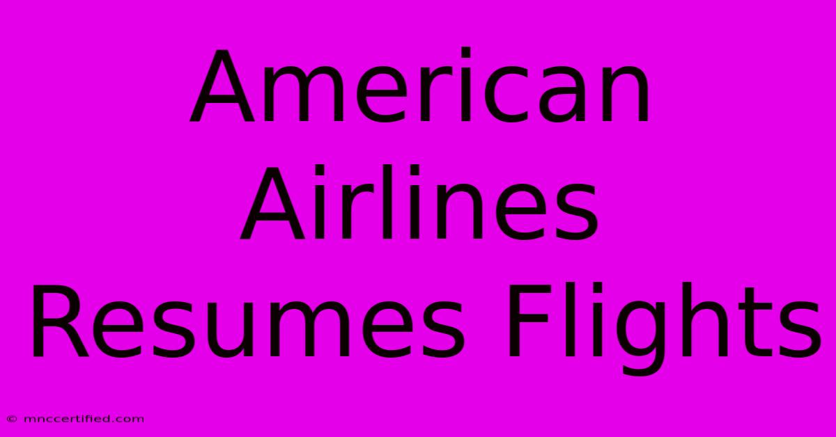 American Airlines Resumes Flights