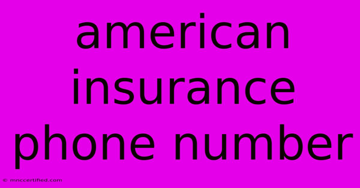 American Insurance Phone Number