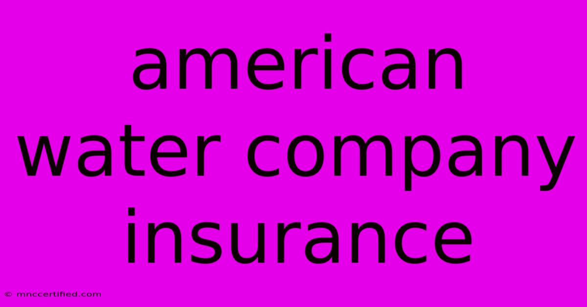 American Water Company Insurance