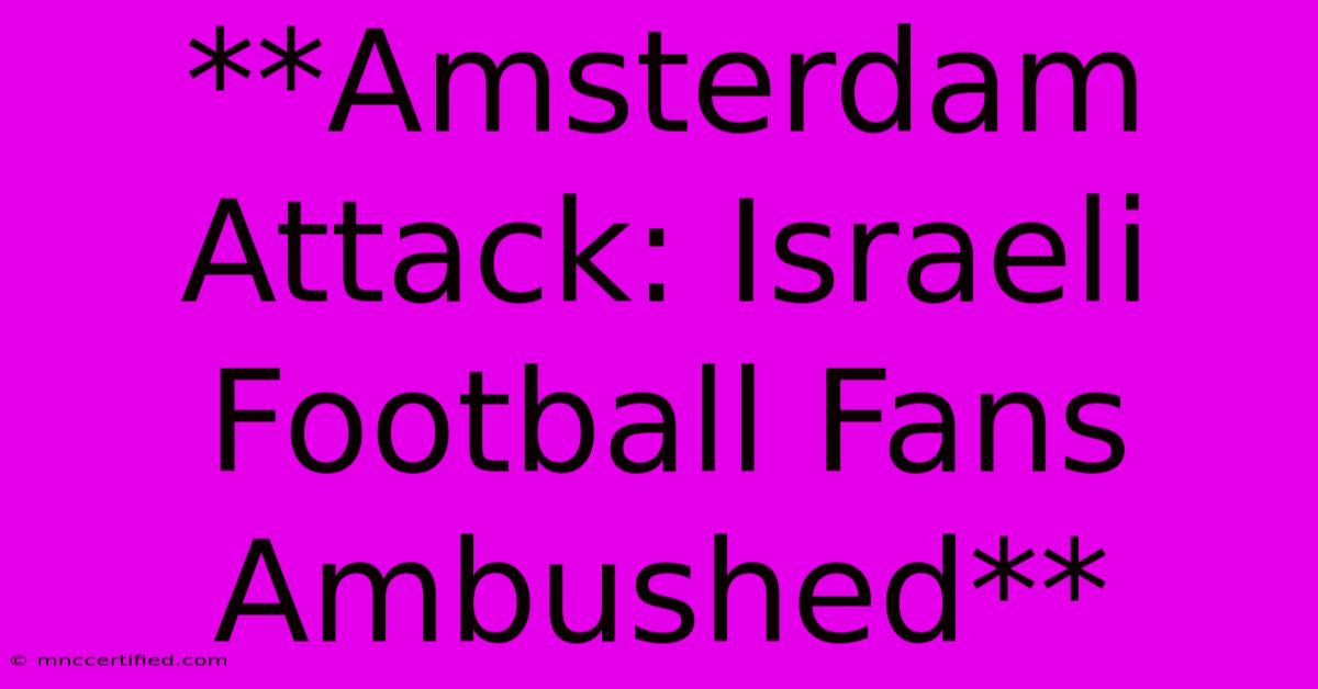 **Amsterdam Attack: Israeli Football Fans Ambushed**