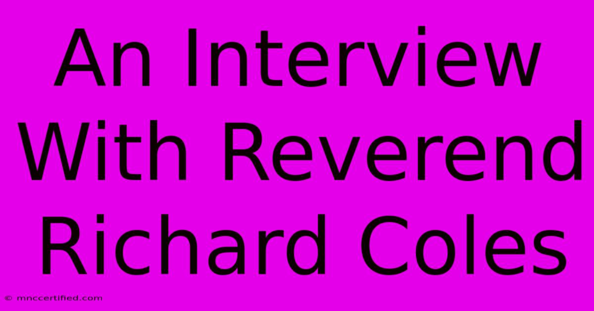 An Interview With Reverend Richard Coles