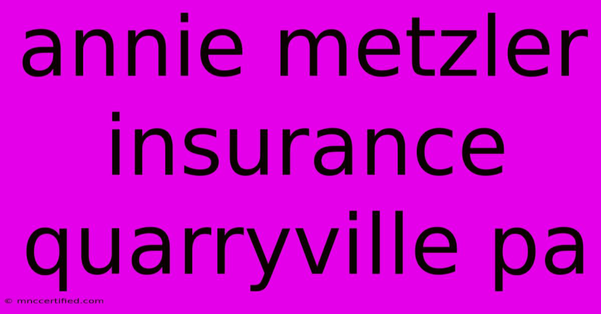 Annie Metzler Insurance Quarryville Pa