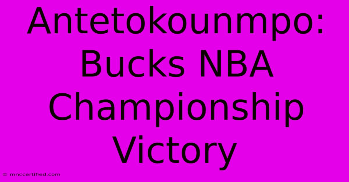 Antetokounmpo: Bucks NBA Championship Victory