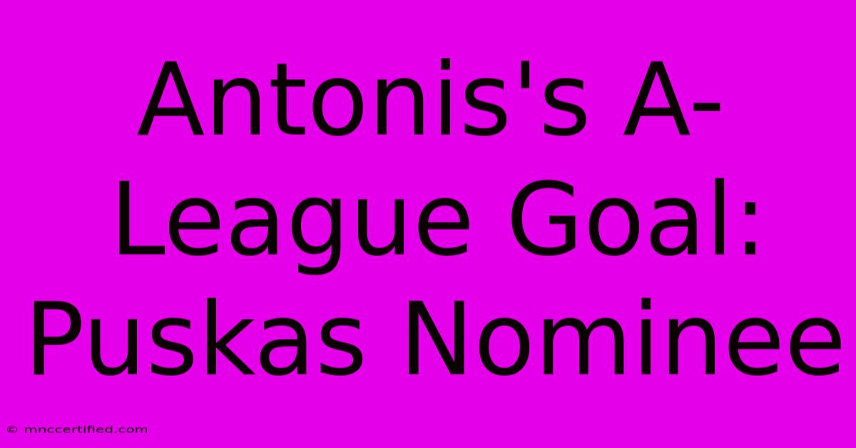 Antonis's A-League Goal: Puskas Nominee