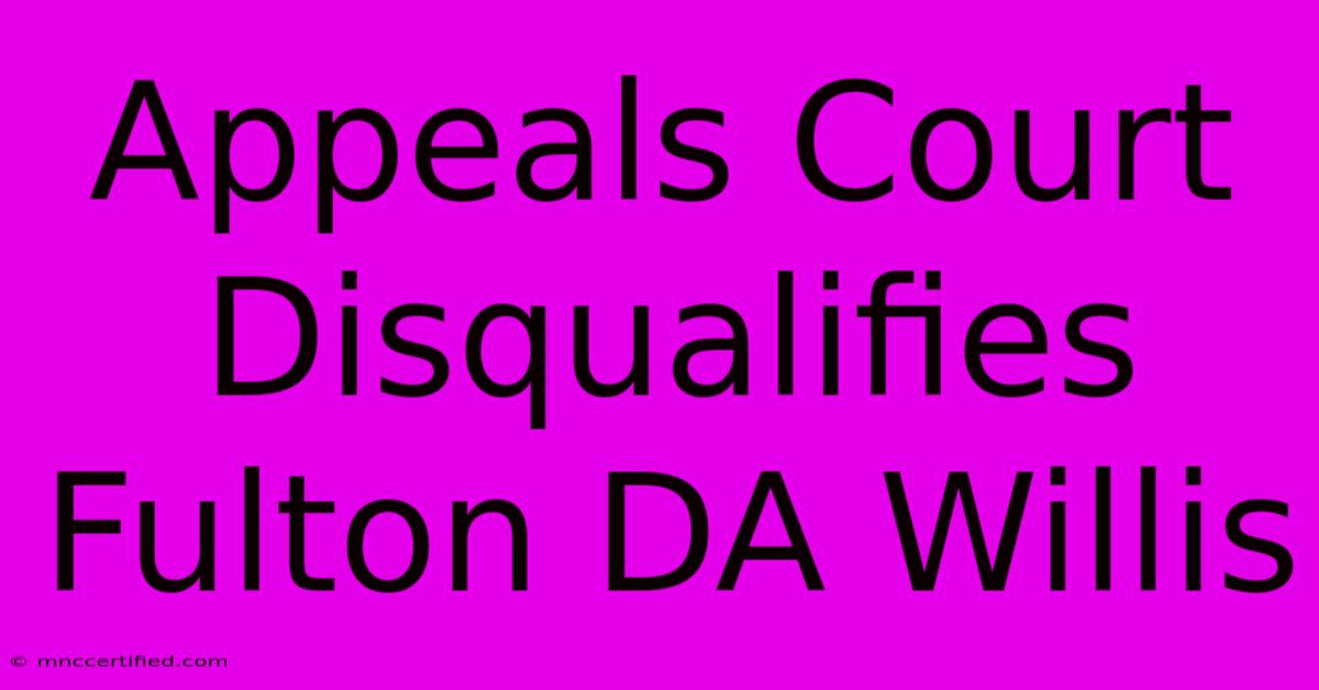 Appeals Court Disqualifies Fulton DA Willis