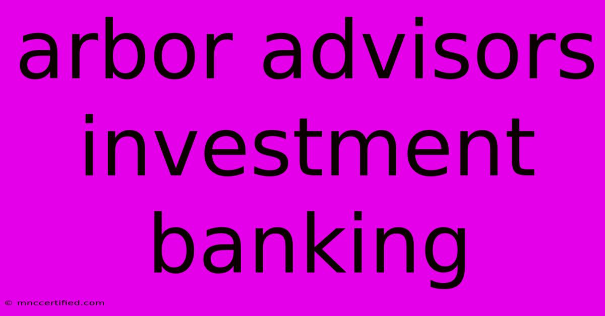 Arbor Advisors Investment Banking