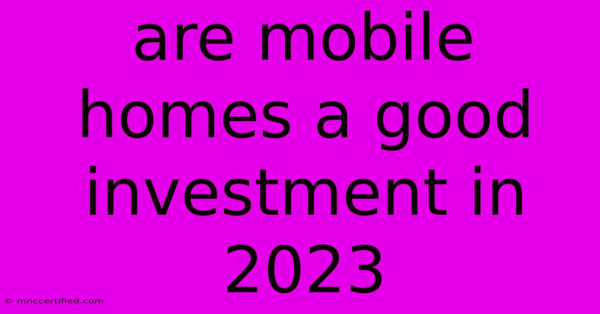 Are Mobile Homes A Good Investment In 2023