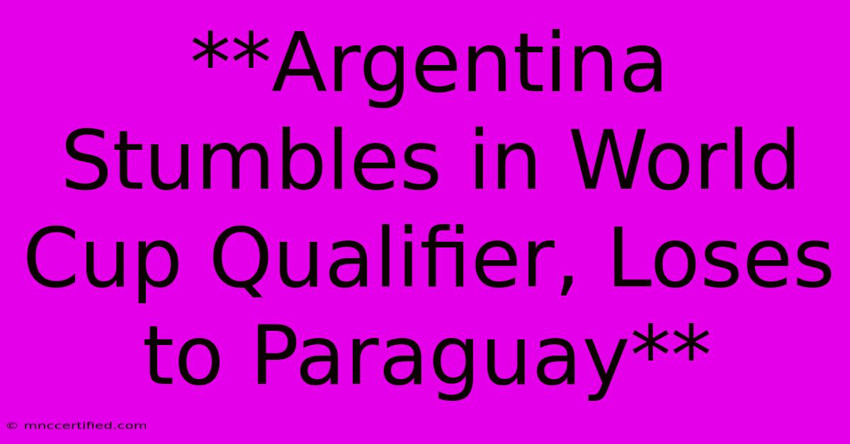 **Argentina Stumbles In World Cup Qualifier, Loses To Paraguay**