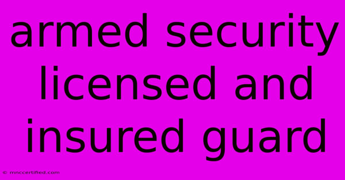 Armed Security Licensed And Insured Guard