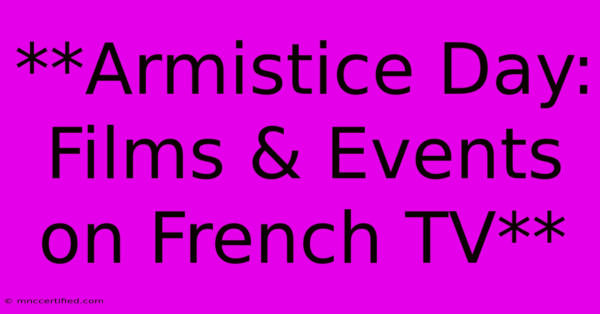 **Armistice Day: Films & Events On French TV**