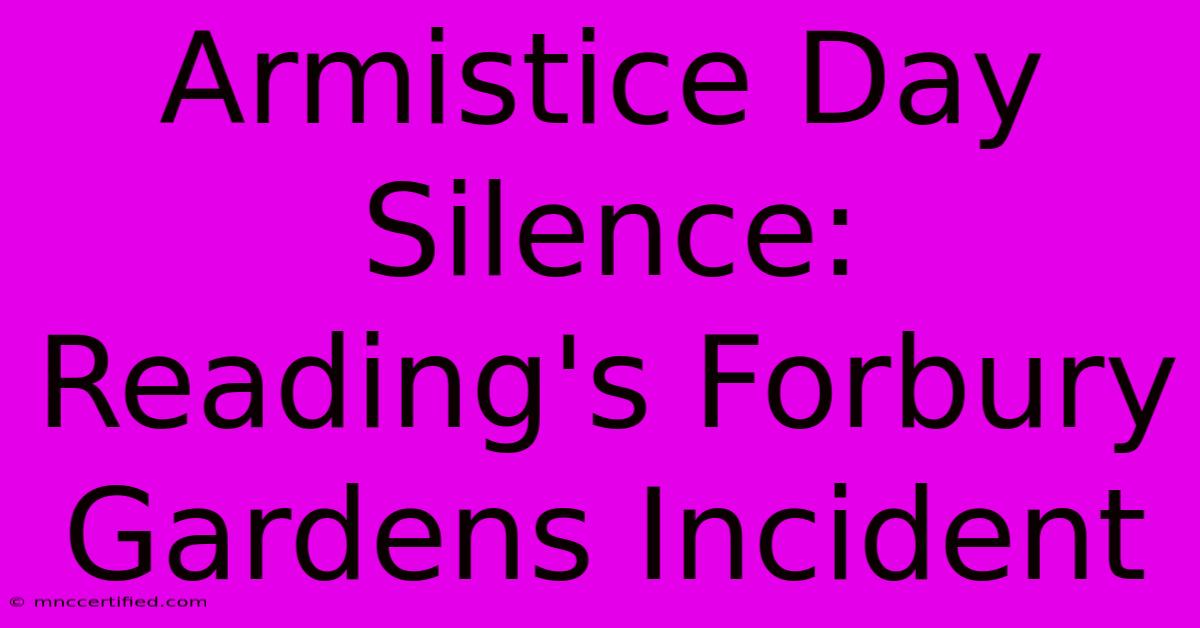 Armistice Day Silence: Reading's Forbury Gardens Incident