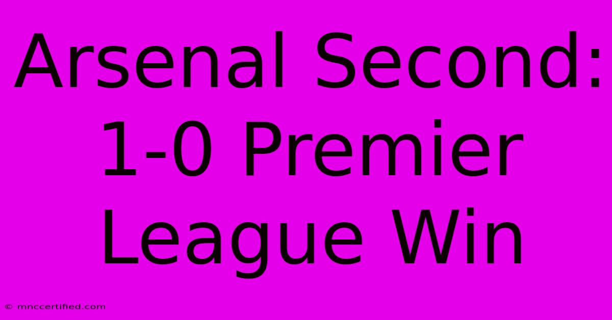 Arsenal Second: 1-0 Premier League Win