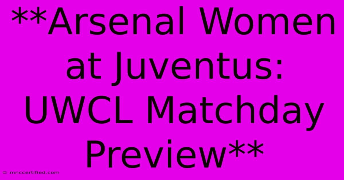 **Arsenal Women At Juventus: UWCL Matchday Preview**