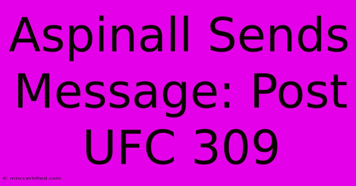 Aspinall Sends Message: Post UFC 309