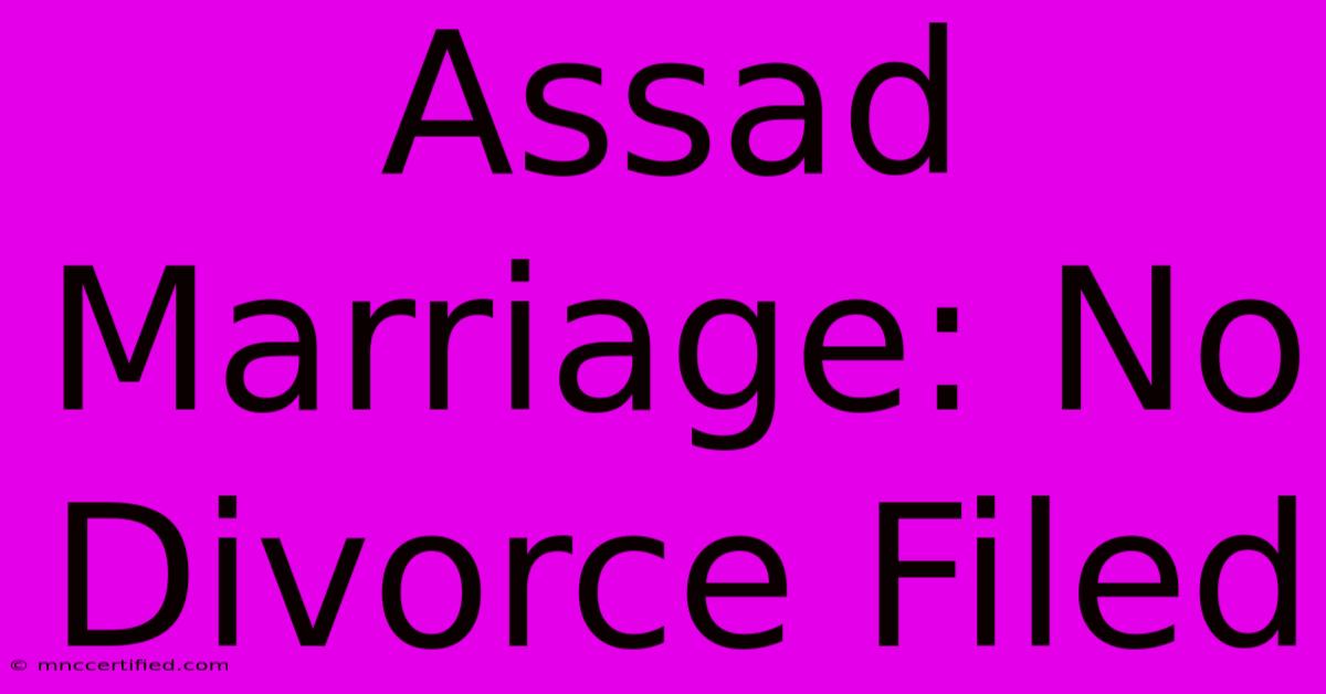 Assad Marriage: No Divorce Filed